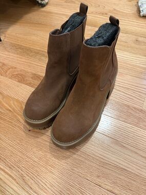 MIA Brown Suede Platform Chelsea Boots